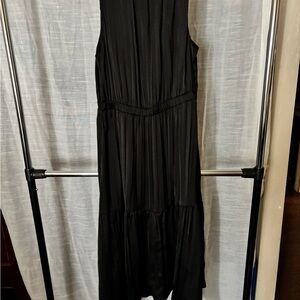 Sleeveless Black Tiered Maxi Dress